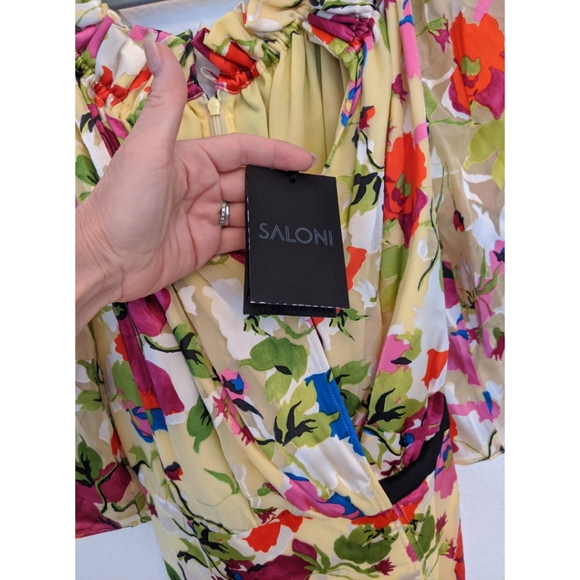 NWT SALONI olivia yellow floral midi dress yellow - Picture 8 of 12